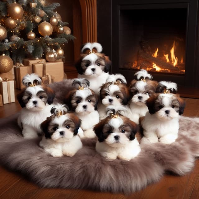 Group of Shih-Tzu puppies